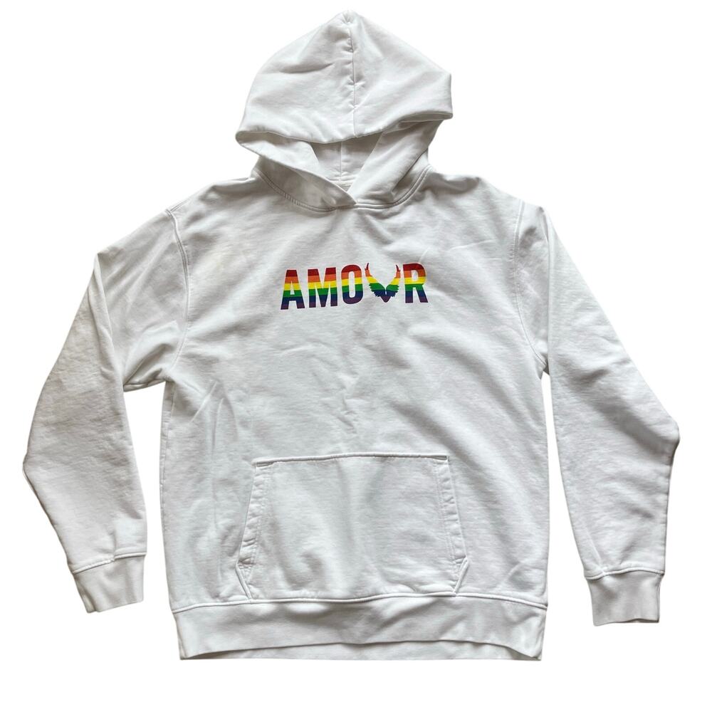 Zadig & Voltaire  Sanchi Amour Wings Logo Hoodie Size XL White Rainbow